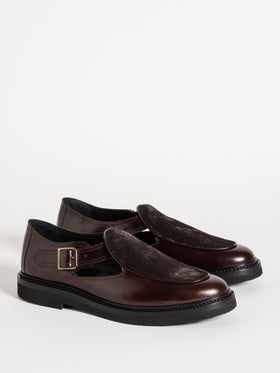 JO HAIRY CALF DARK BROWN