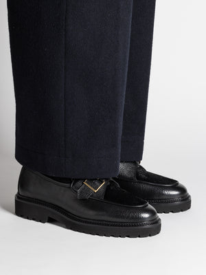 
                  
                    Load image into Gallery viewer, TOMMY LUG HAIRY CALF BLACK
                  
                