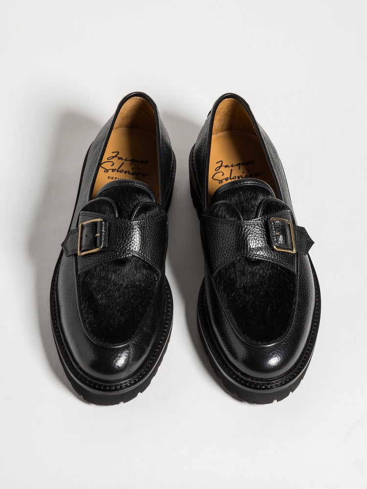 
                  
                    Load image into Gallery viewer, TOMMY LUG HAIRY CALF BLACK
                  
                