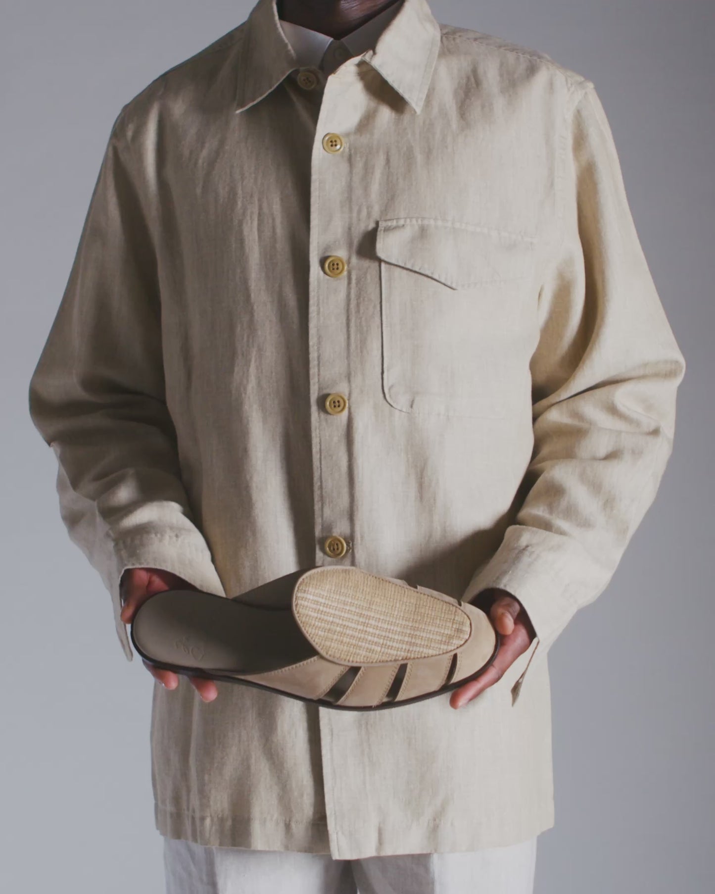 CAPRI MULE RAFFIA TAUPE